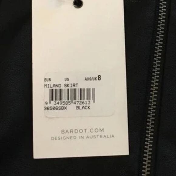 Bardot Women’s Black Faux Leather Zip Cut Outs Midi Milano Skirt Size 4/XS - Picture 7 of 8